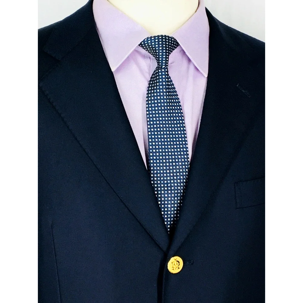 44S Alfred Dunhill Italy Mens Canvassed 3 Bttn Wool Blazer Sport Coat Dark Navy